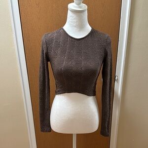 Zara Brown Fitted Crop Bodysuit
